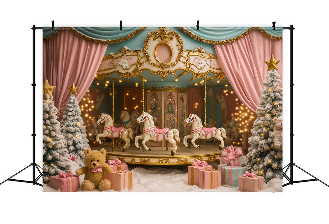 Newborn Backdrop Carousel Horses Winter Wonderland Newborn Photography Backdrops LXX58-343