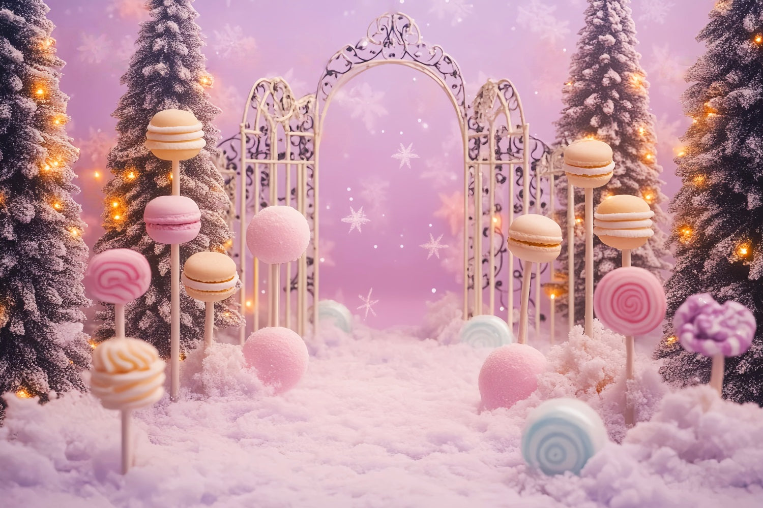 Newborn Backdrop Candy Wonderland Snowy Forest Newborn Photoshoot Backdrop LXX58-347