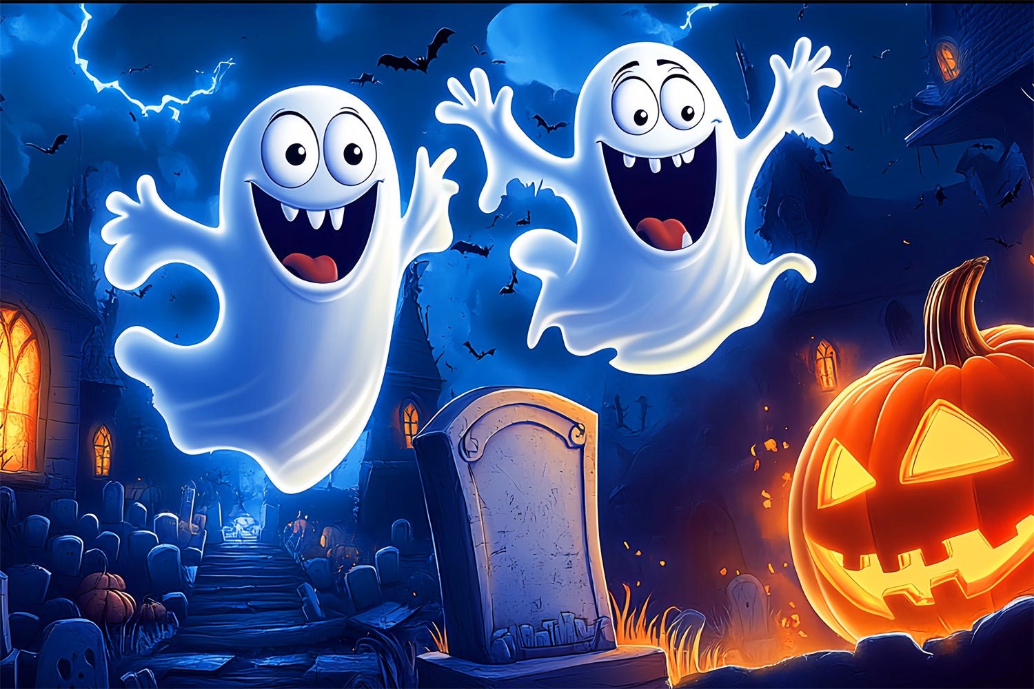 Halloween Photo Backdrops Smiling Ghost Parade Backdrop LXX58-35