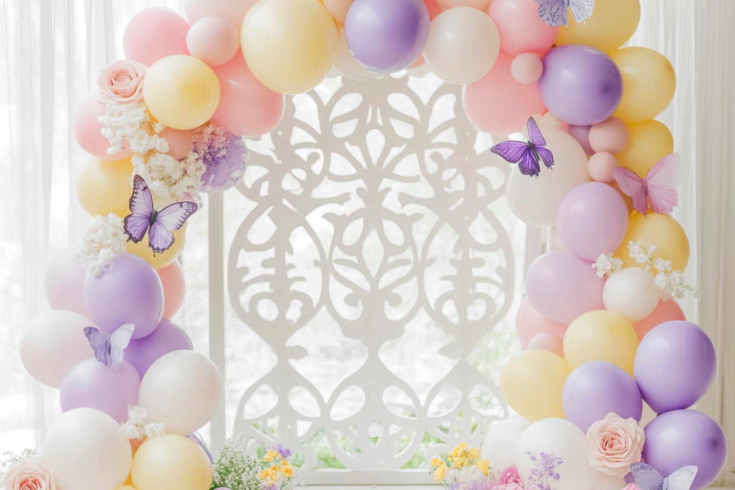Newborn Backdrop Butterfly Pastel Balloon Arch Kids Backdrops LXX58-350