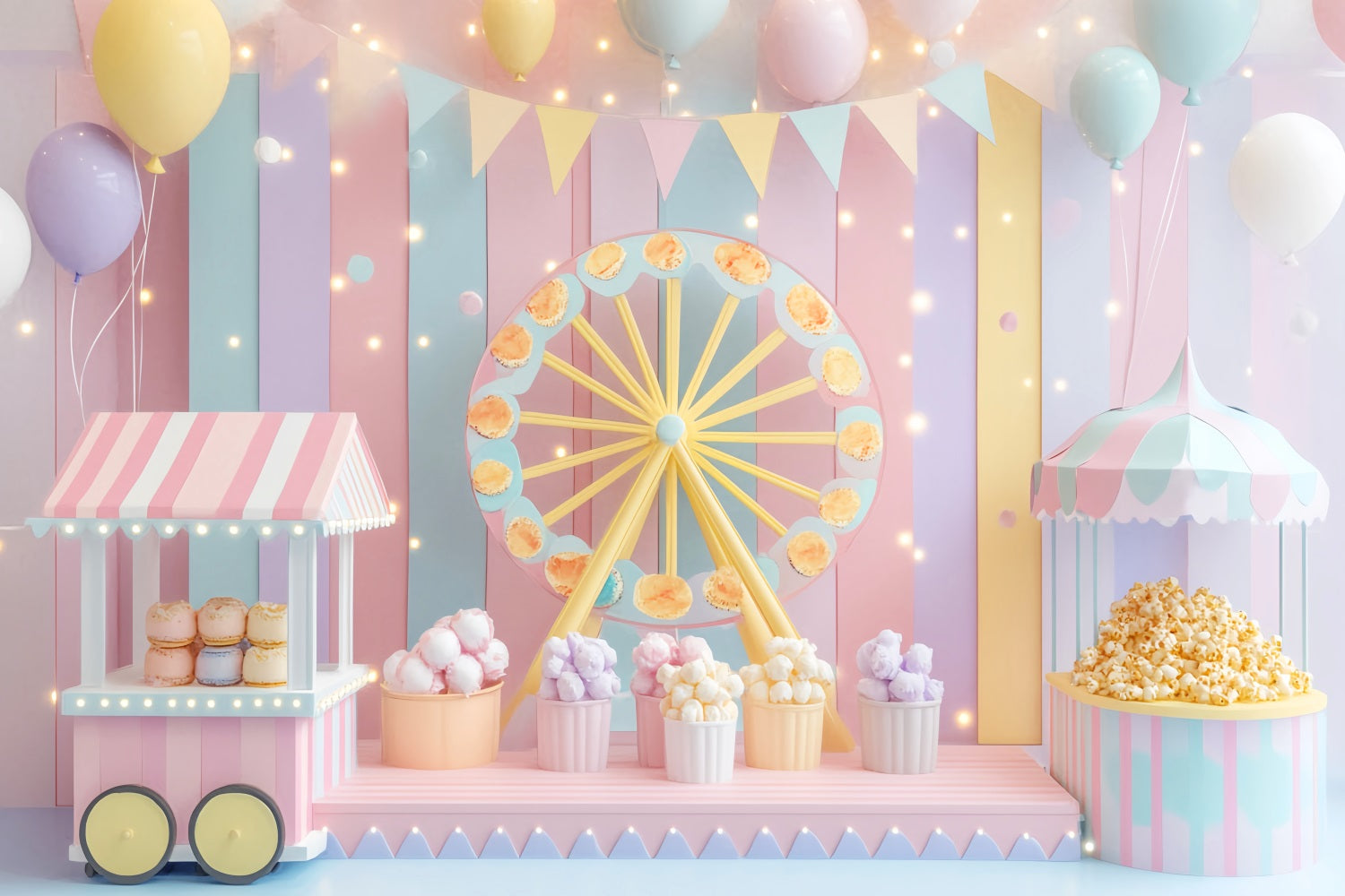 Newborn Backdrop Pastel Carnival Ferris Wheel Children Backdrops LXX58-352