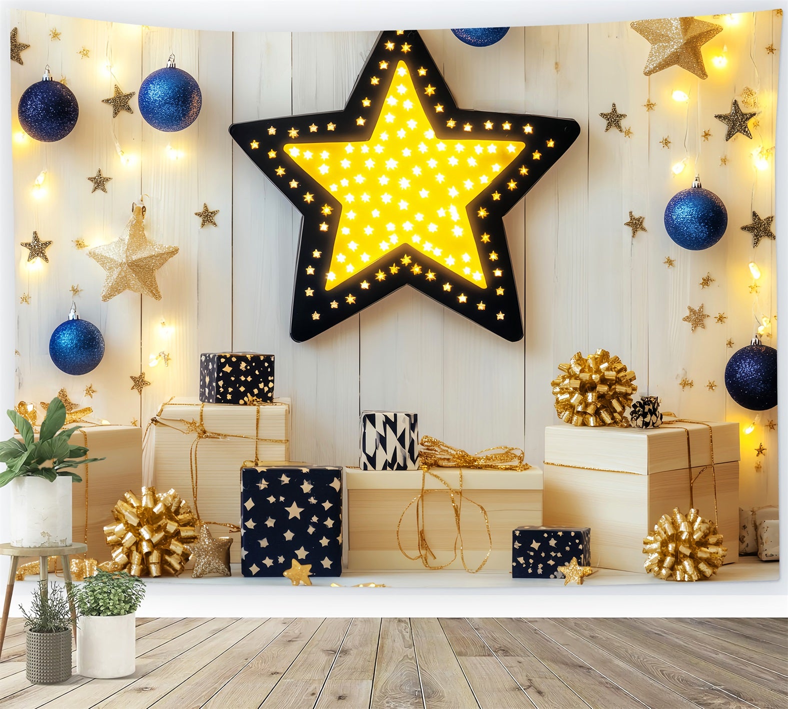 Newborn Backdrop Golden Star Gift Boxes Newborn Photography Backdrop LXX58-354