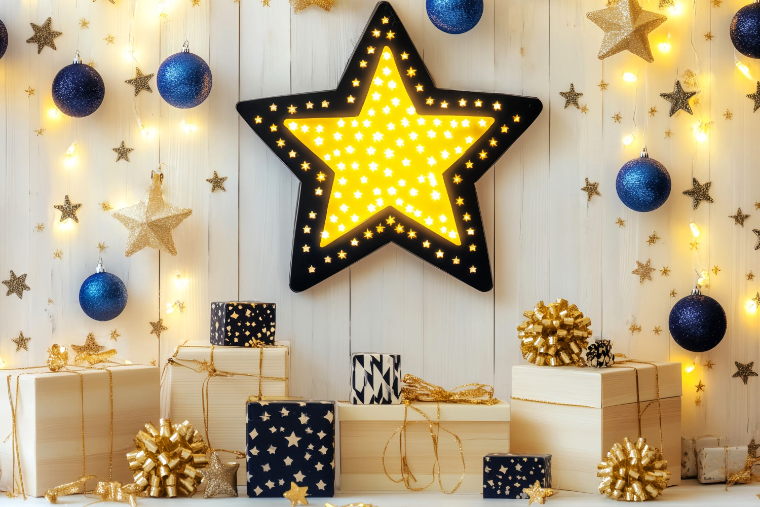 Newborn Backdrop Golden Star Gift Boxes Newborn Photography Backdrop LXX58-354