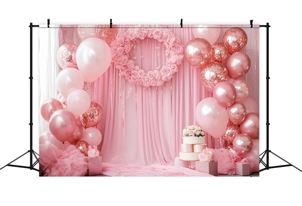 Newborn Backdrop Pink Roses Balloons Wreath Newborn Photoshoot Backdrop LXX58-356
