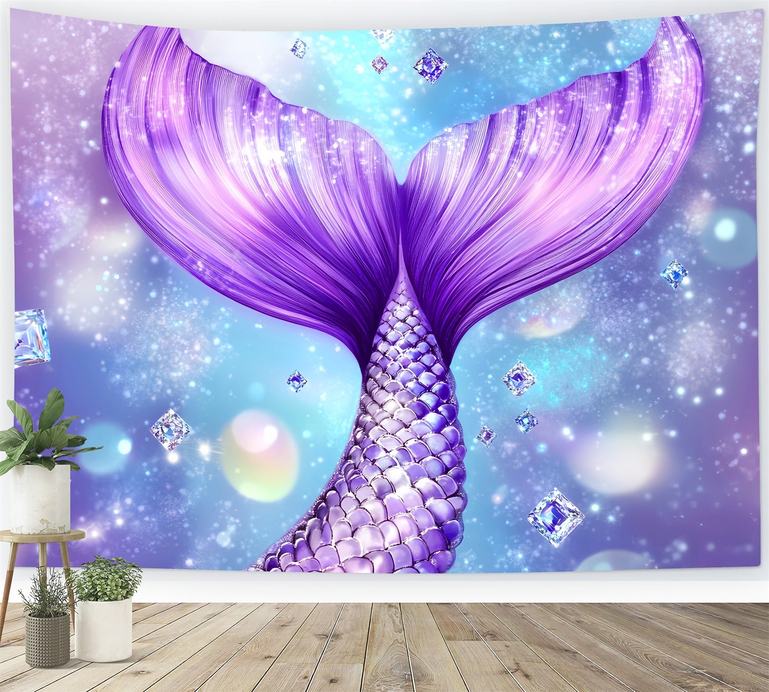 Newborn Backdrop Purple Mermaid Sparkling Tail Kids Backdrops LXX58-359