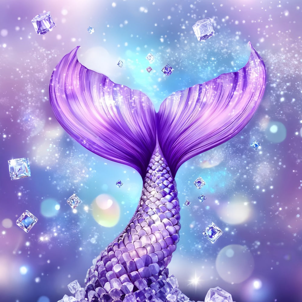 Newborn Backdrop Purple Mermaid Sparkling Tail Kids Backdrops LXX58-359