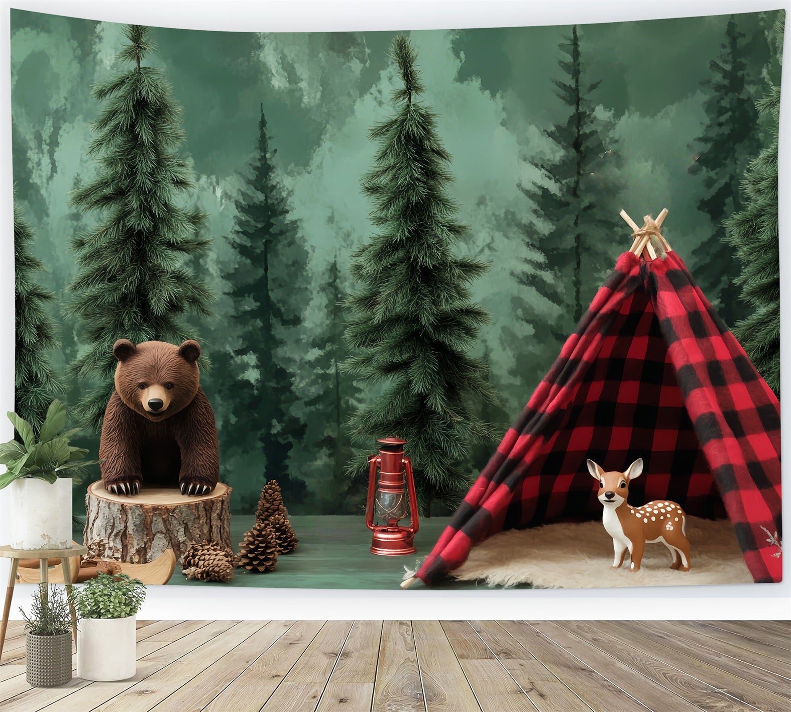 Newborn Backdrop Forest Bear Tent Adventure Photography Backdrops For Kids LXX58-360