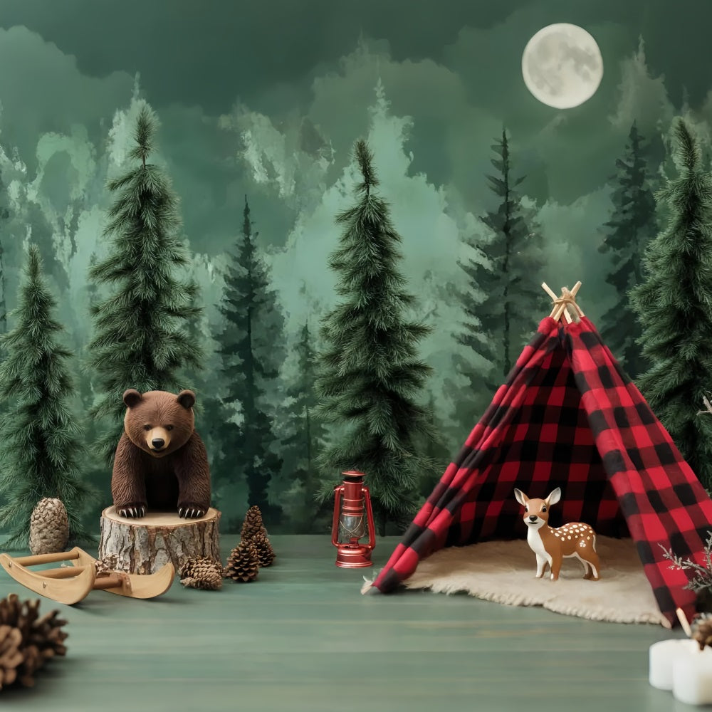 Newborn Backdrop Forest Bear Tent Adventure Photography Backdrops For Kids LXX58-360