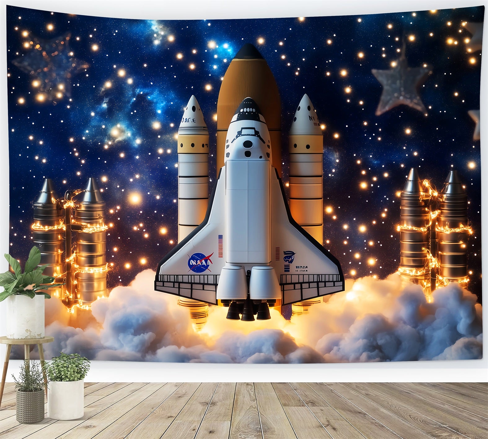 Newborn Backdrop Rocket Launch Starry Sky Kids Photo Backdrop LXX58-362