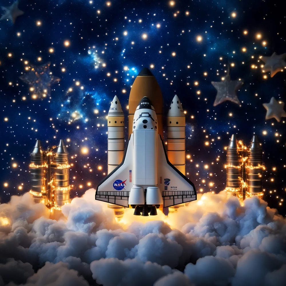 Newborn Backdrop Rocket Launch Starry Sky Kids Photo Backdrop LXX58-362