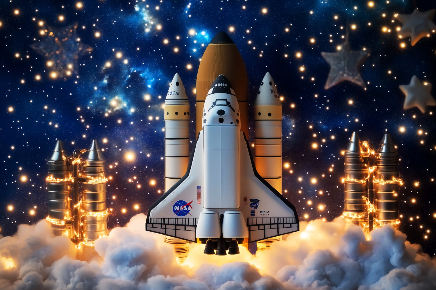 Newborn Backdrop Rocket Launch Starry Sky Kids Photo Backdrop LXX58-362