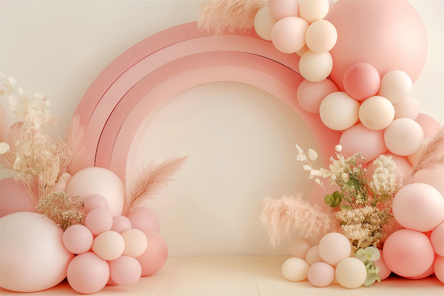 Rainbow Backdrop Blush Rainbow Balloon Arch Newborn Backdrop LXX58-363