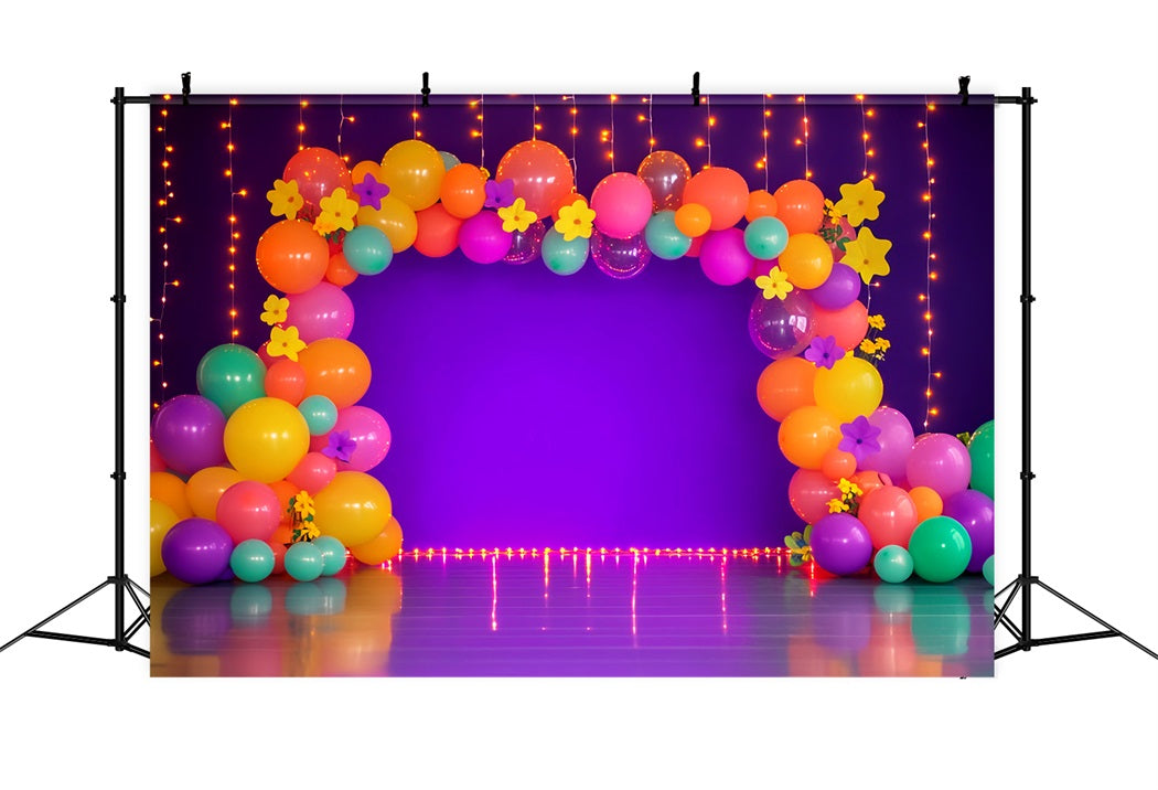 Rainbow Backdrop Neon Balloon Garland Lights Children Backdrops LXX58-365
