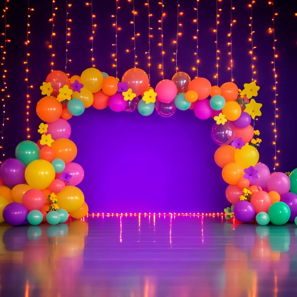 Rainbow Backdrop Neon Balloon Garland Lights Children Backdrops LXX58-365