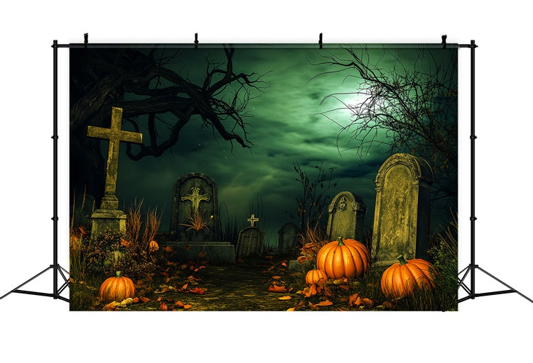 Halloween Graveyard Backdrop Midnight Grave Path Backdrop LXX58-37