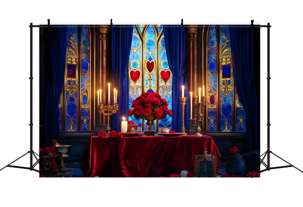 Castle Backdrop Romantic Candlelit Rose Table Kids Photo Backdrop LXX58-370