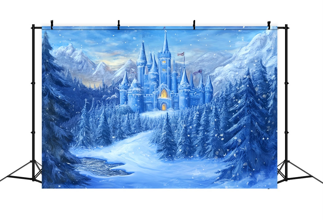 Castle Backdrop Enchanted Winter Castle Wonderland Photography Backdrops For Kids LXX58-372