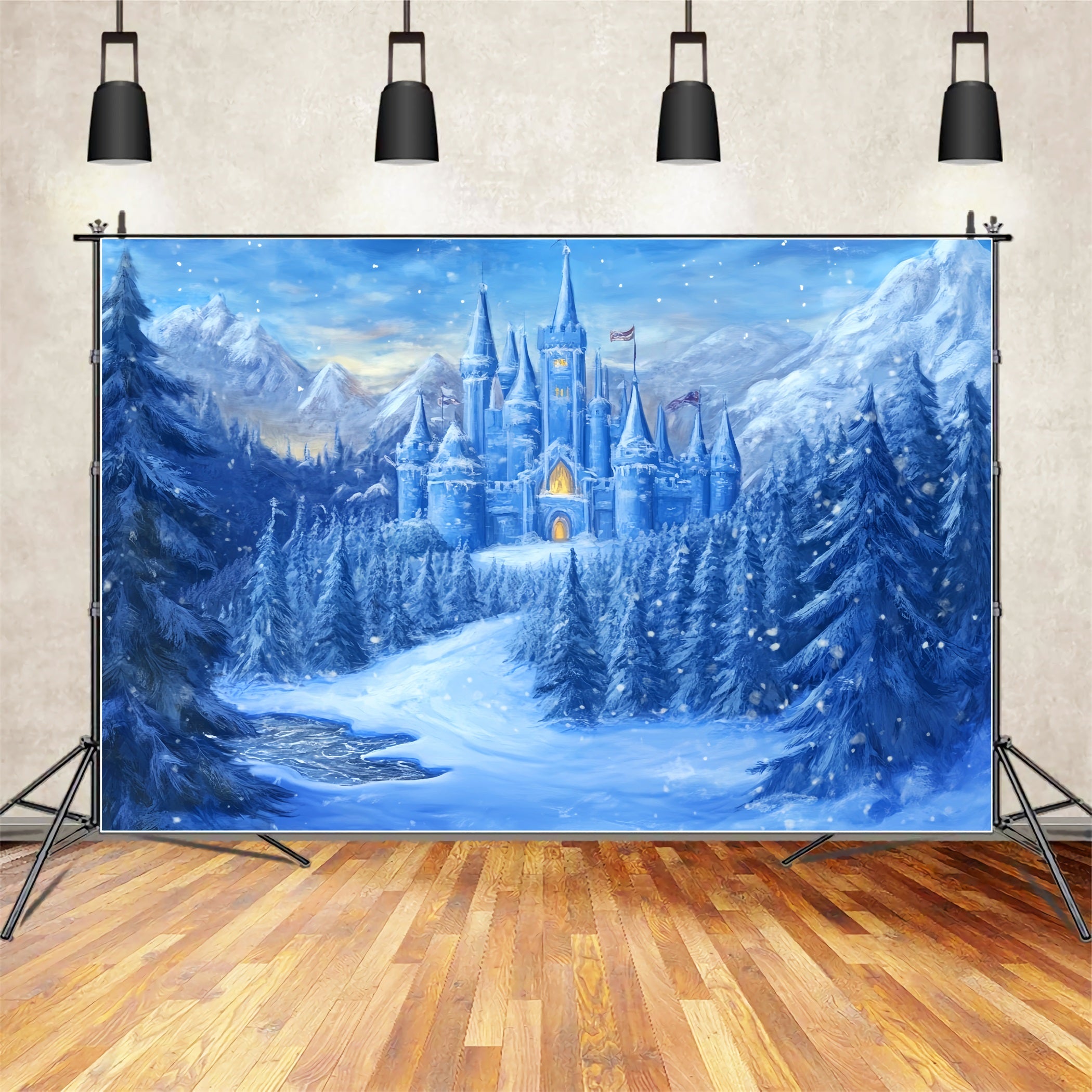 Castle Backdrop Enchanted Winter Castle Wonderland Photography Backdrops For Kids LXX58-372