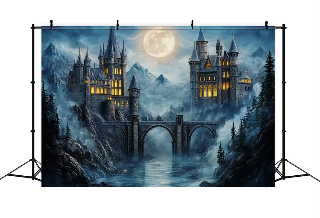 Castle Backdrop Moonlit Gothic Castle Towers Children Backdrops LXX58-373
