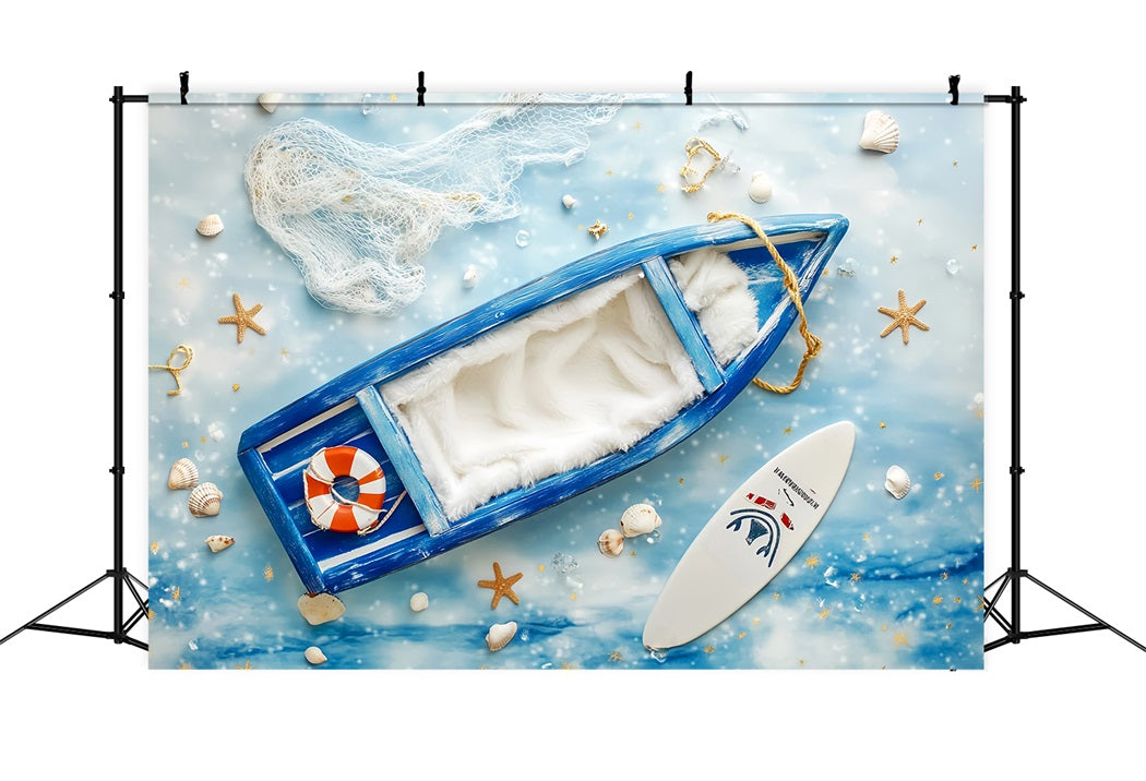 Newborn Backdrop Blue Boat Nautical Elements Newborn Photography Backdrops LXX58-377