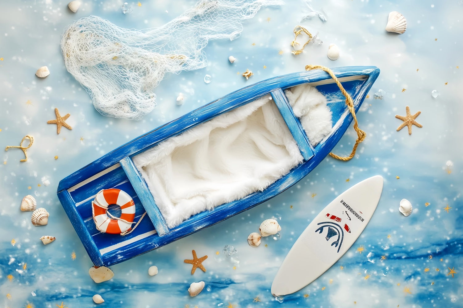 Newborn Backdrop Blue Boat Nautical Elements Newborn Photography Backdrops LXX58-377