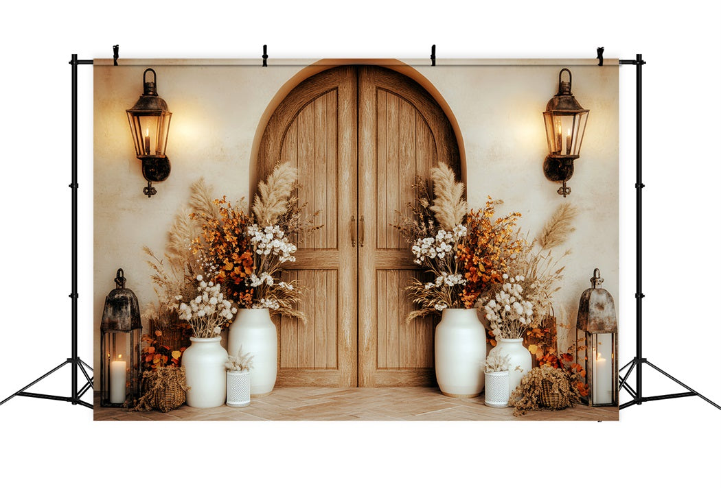 Newborn Backdrop Rustic Wooden Door Florals Newborn Photography Backdrop LXX58-378