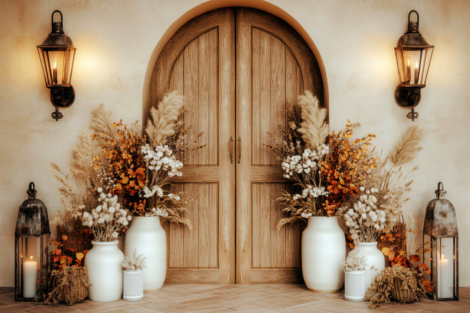 Newborn Backdrop Rustic Wooden Door Florals Newborn Photography Backdrop LXX58-378