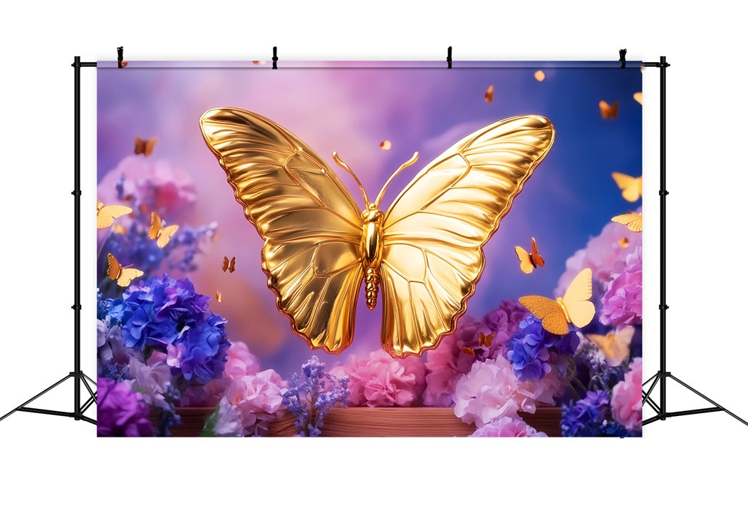 Butterfly Backdrop Golden Butterfly Floral Fantasy Newborn Photo Backdrop LXX58-379