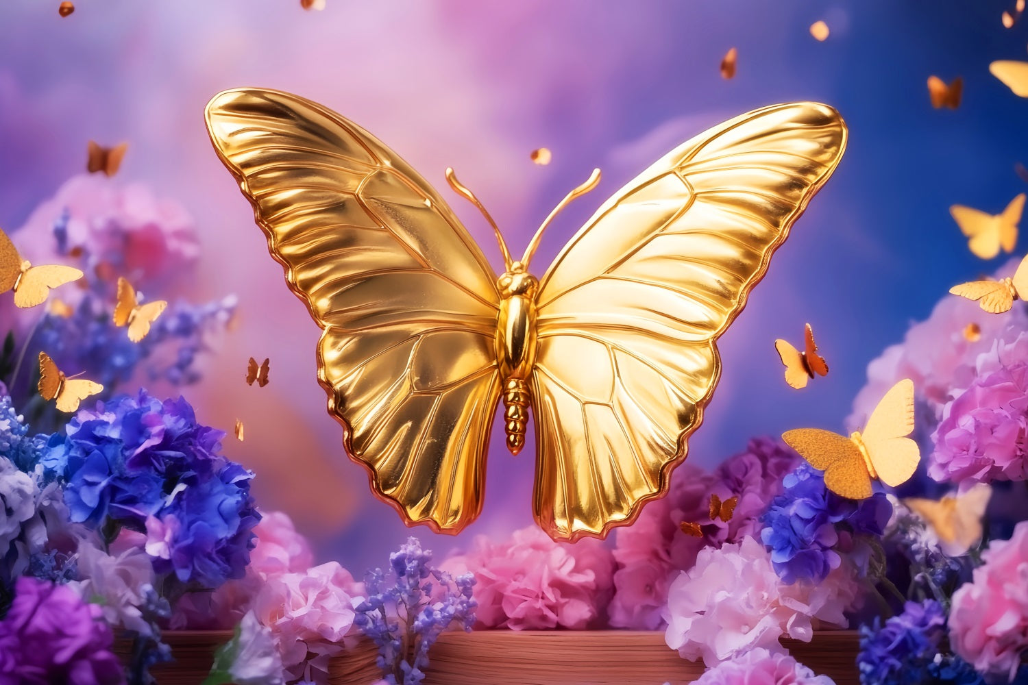Butterfly Backdrop Golden Butterfly Floral Fantasy Newborn Photo Backdrop LXX58-379