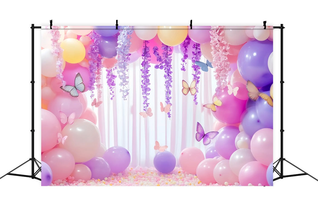 Butterfly Backdrop Butterfly Balloon Pastel Garland Newborn Photoshoot Backdrop LXX58-380