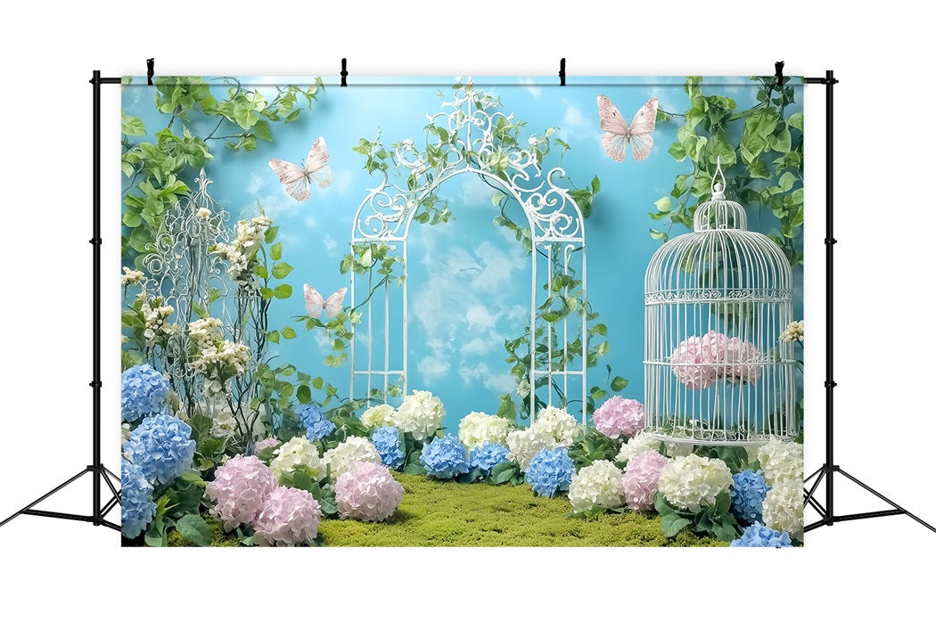 Butterfly Backdrop Garden Gate Butterfly Flowers Newborn Backdrop LXX58-381
