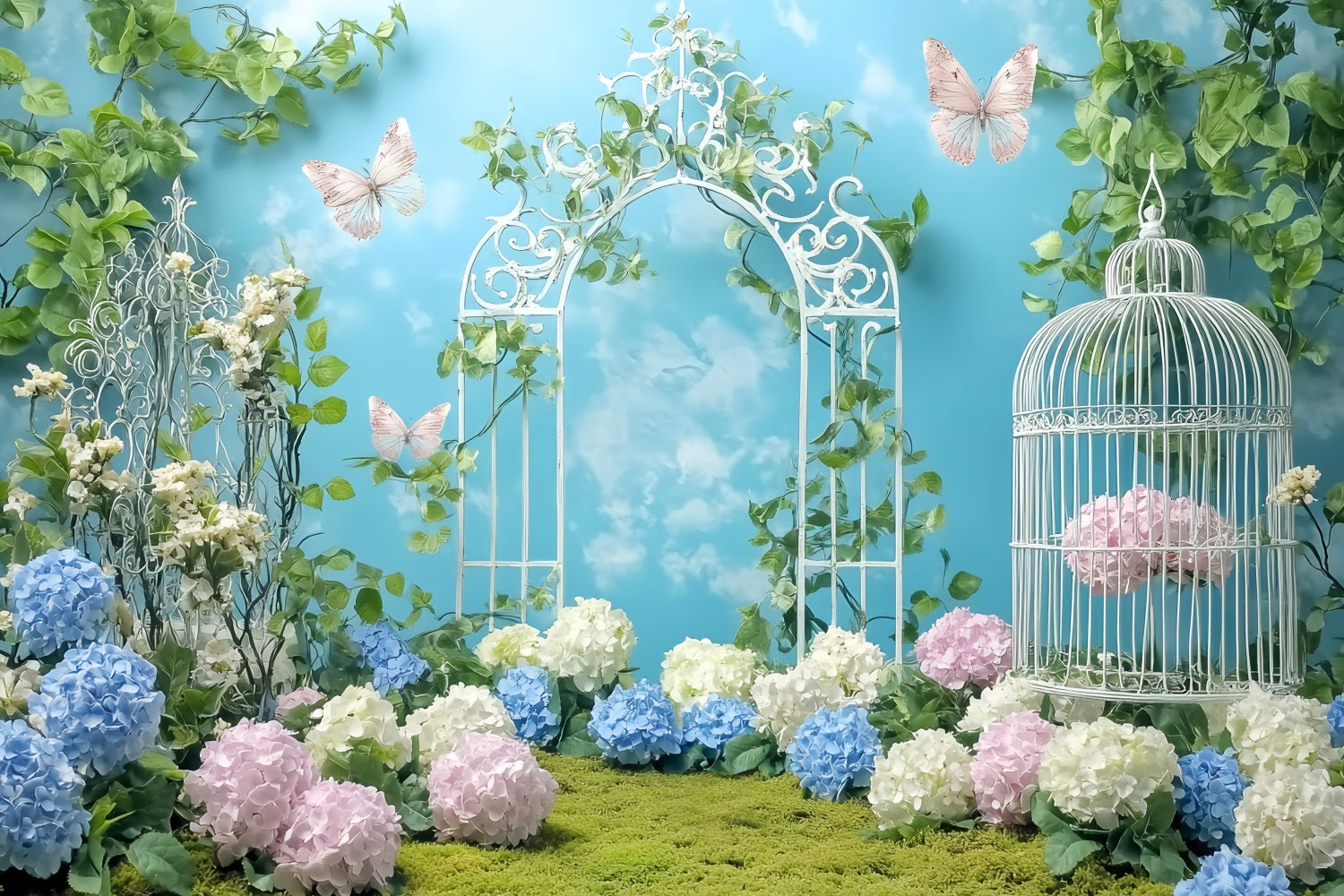 Butterfly Backdrop Garden Gate Butterfly Flowers Newborn Backdrop LXX58-381