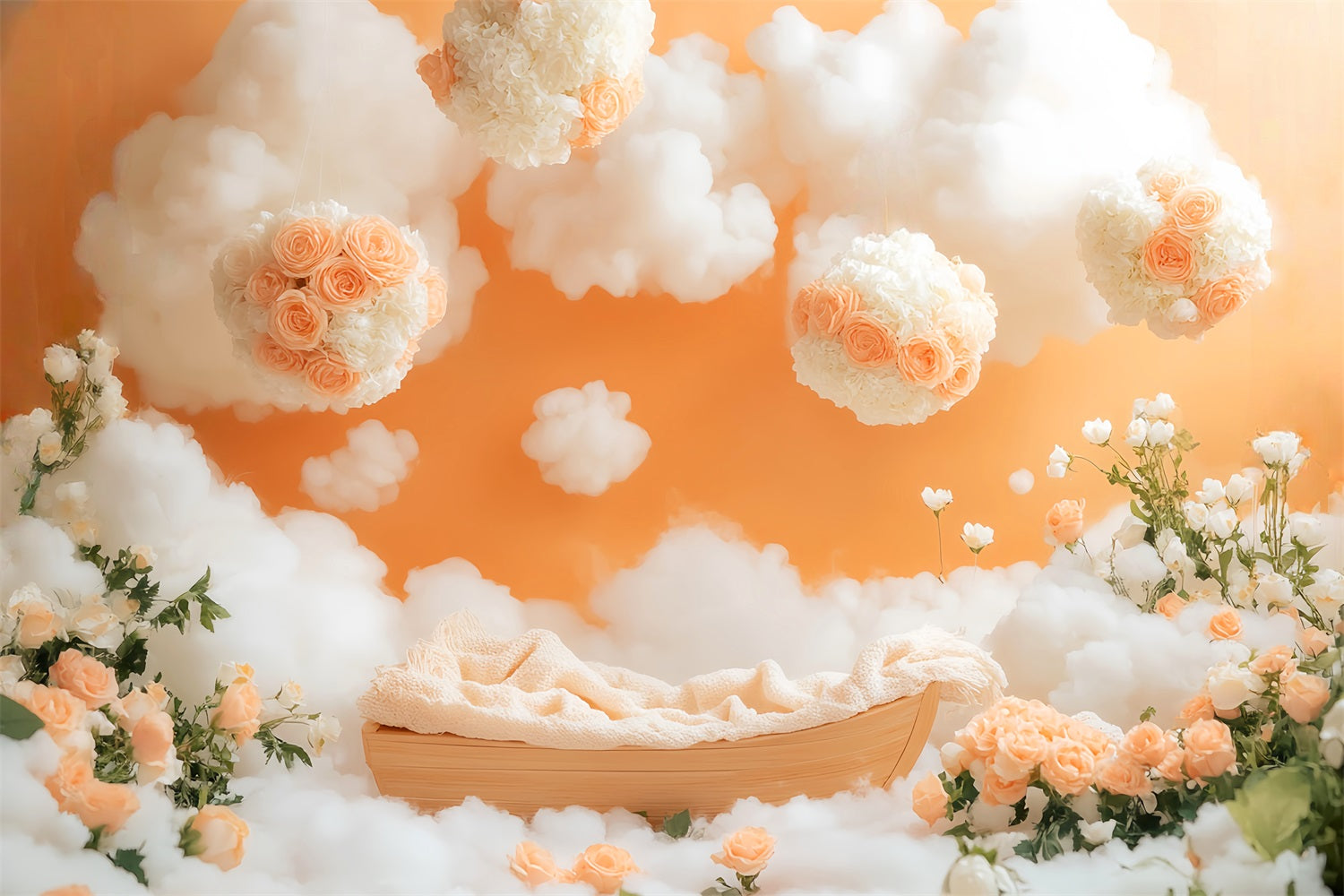 Newborn Backdrop Peach Rose Cloudy Dreamland Newborn Photoshoot Backdrop LXX58-385