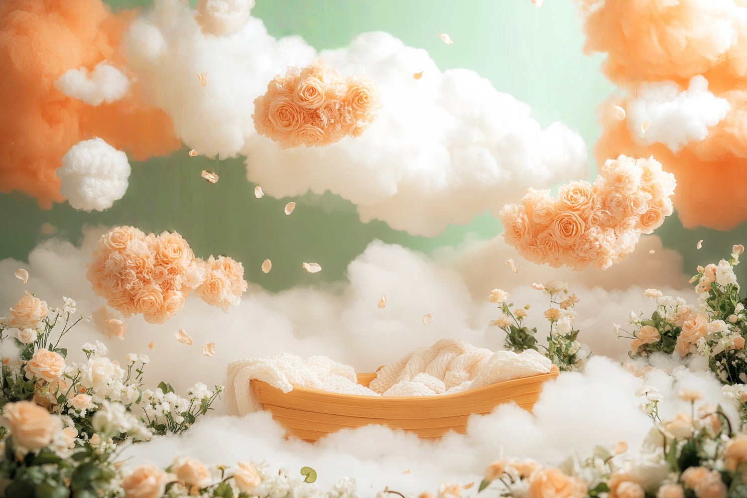 Newborn Backdrop Floating Floral Cloudy Fantasy Kids Backdrop LXX58-386