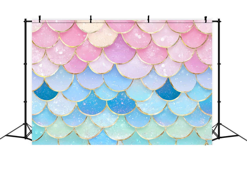 Newborn Backdrop Pastel Mermaid Glitter Scales Kids Photo Backdrop LXX58-387