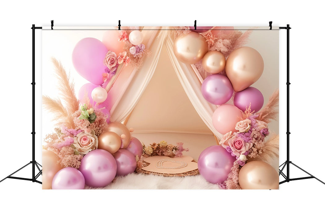 Newborn Backdrop Blush Balloon Floral Tent Kids Backdrops LXX58-388
