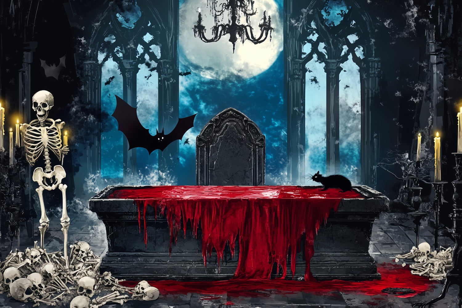Scary Halloween Backdrops Bloody Gothic Altar Backdrop LXX58-39