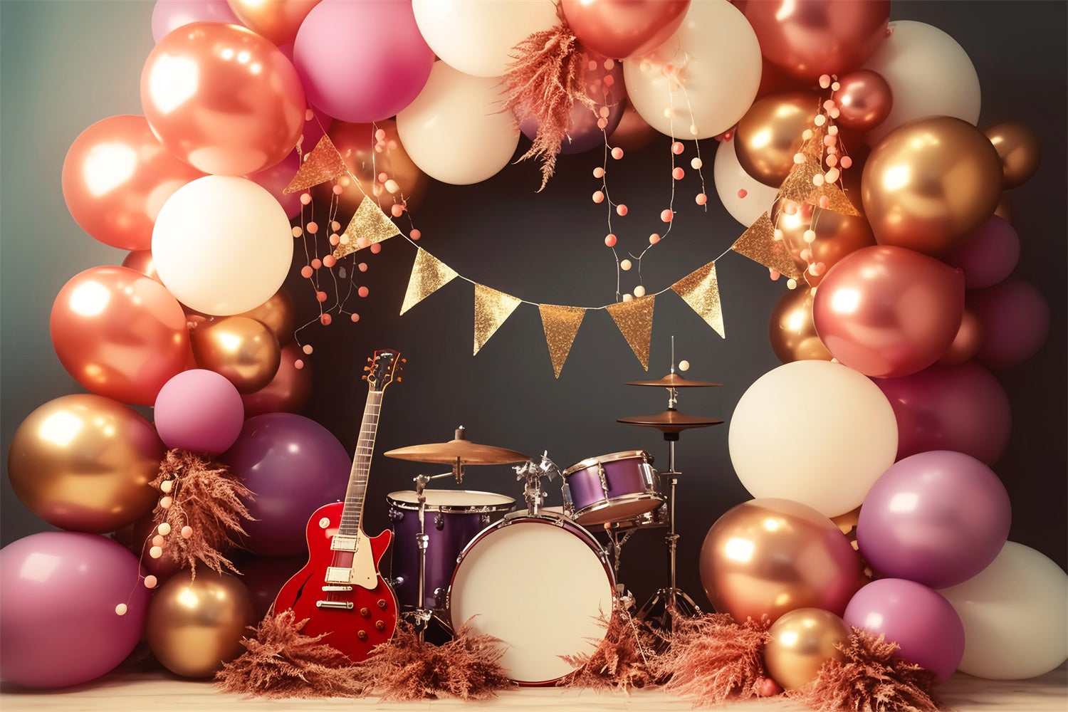 Moon And Stars Backdrop Golden Banner Balloon Stage Kids Photo Backdrop LXX58-391