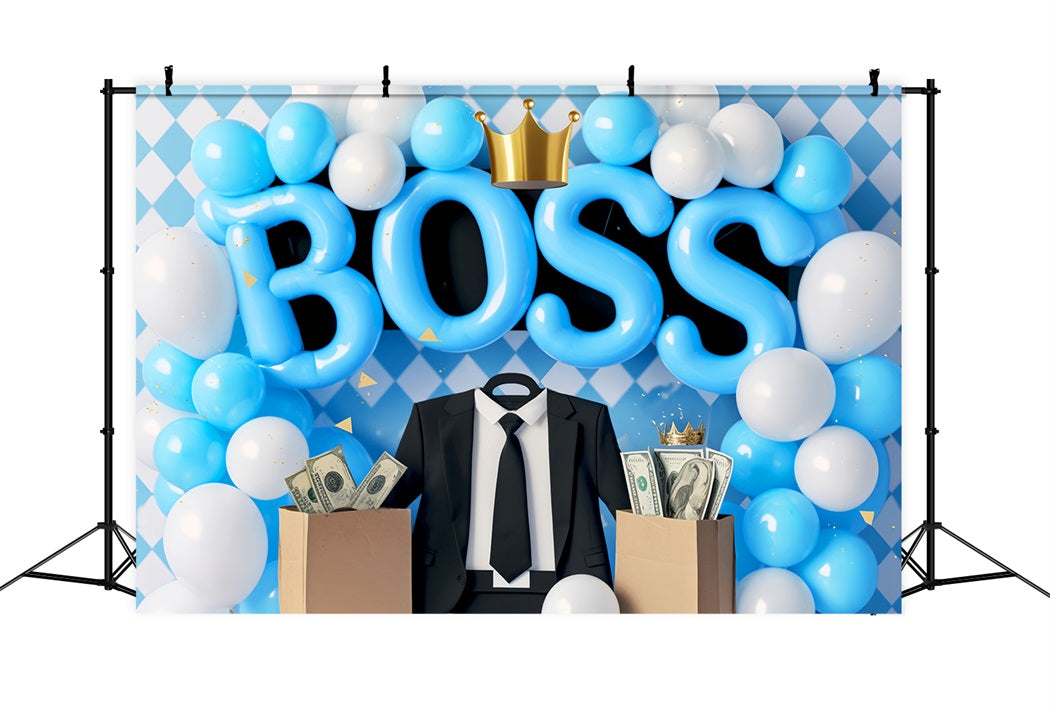 Newborn Backdrop Blue Boss Crown Celebration Kids Photo Backdrop LXX58-392