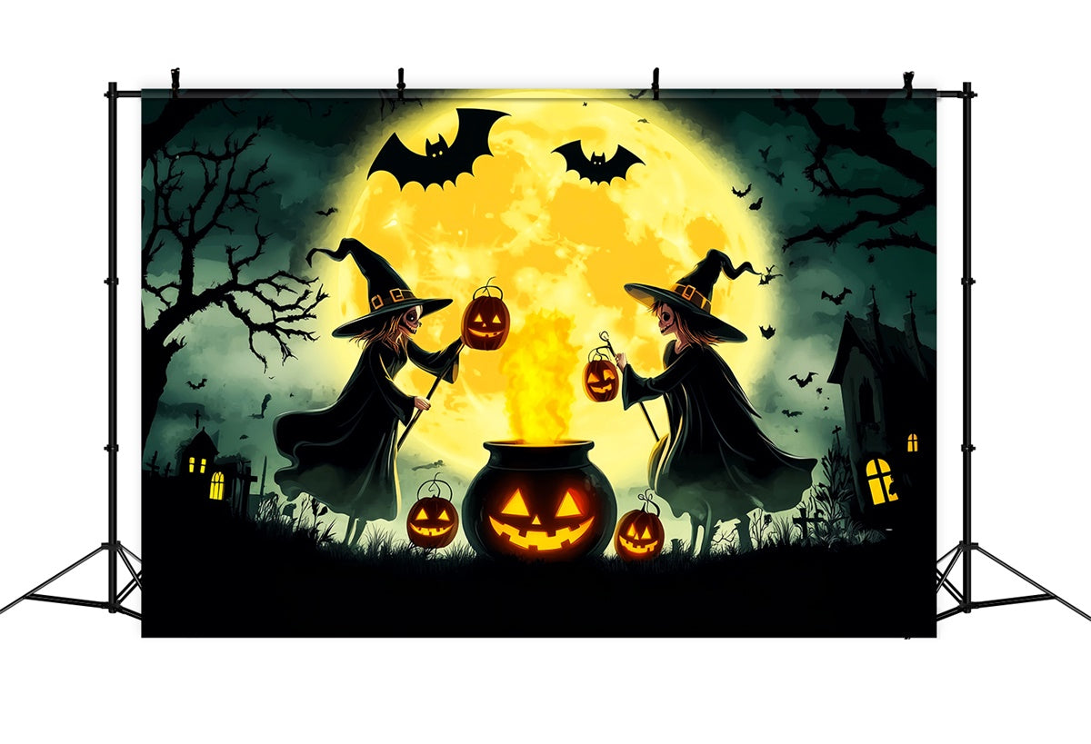 Garage Door Halloween Backdrop Moonlit Witches Backdrop LXX58-4