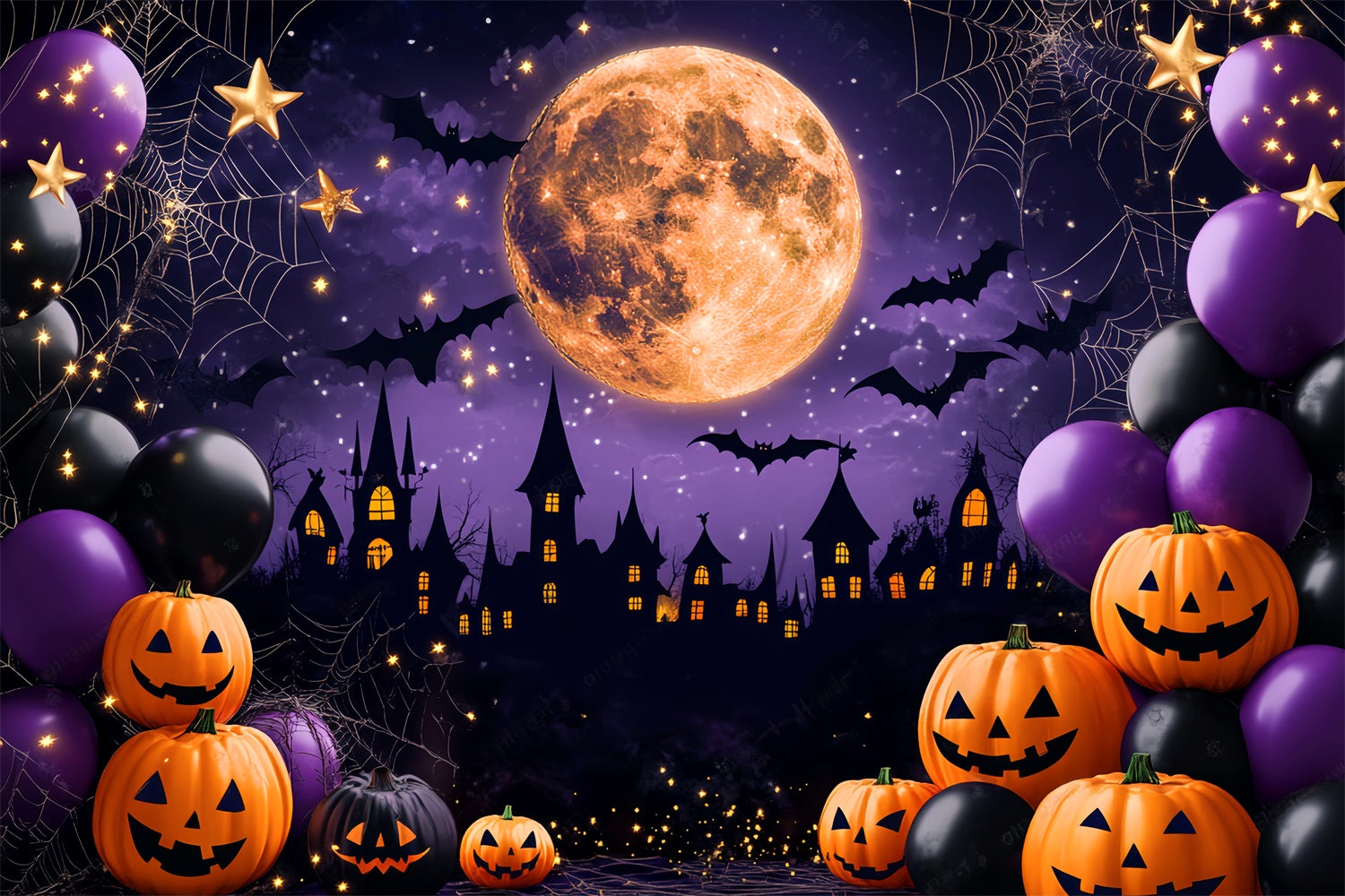 Halloween Backdrop Spooky Castle Silhouette Backdrop LXX58-40