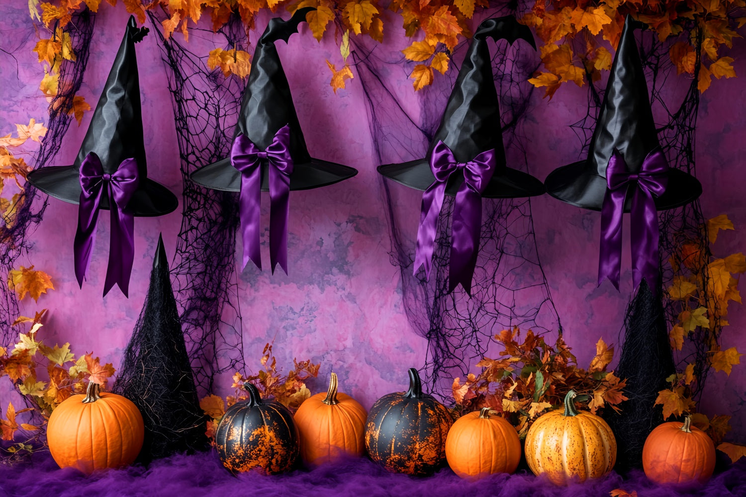Halloween Wall Backdrop Enchanted Witch Ribbon Backdrop LXX58-41