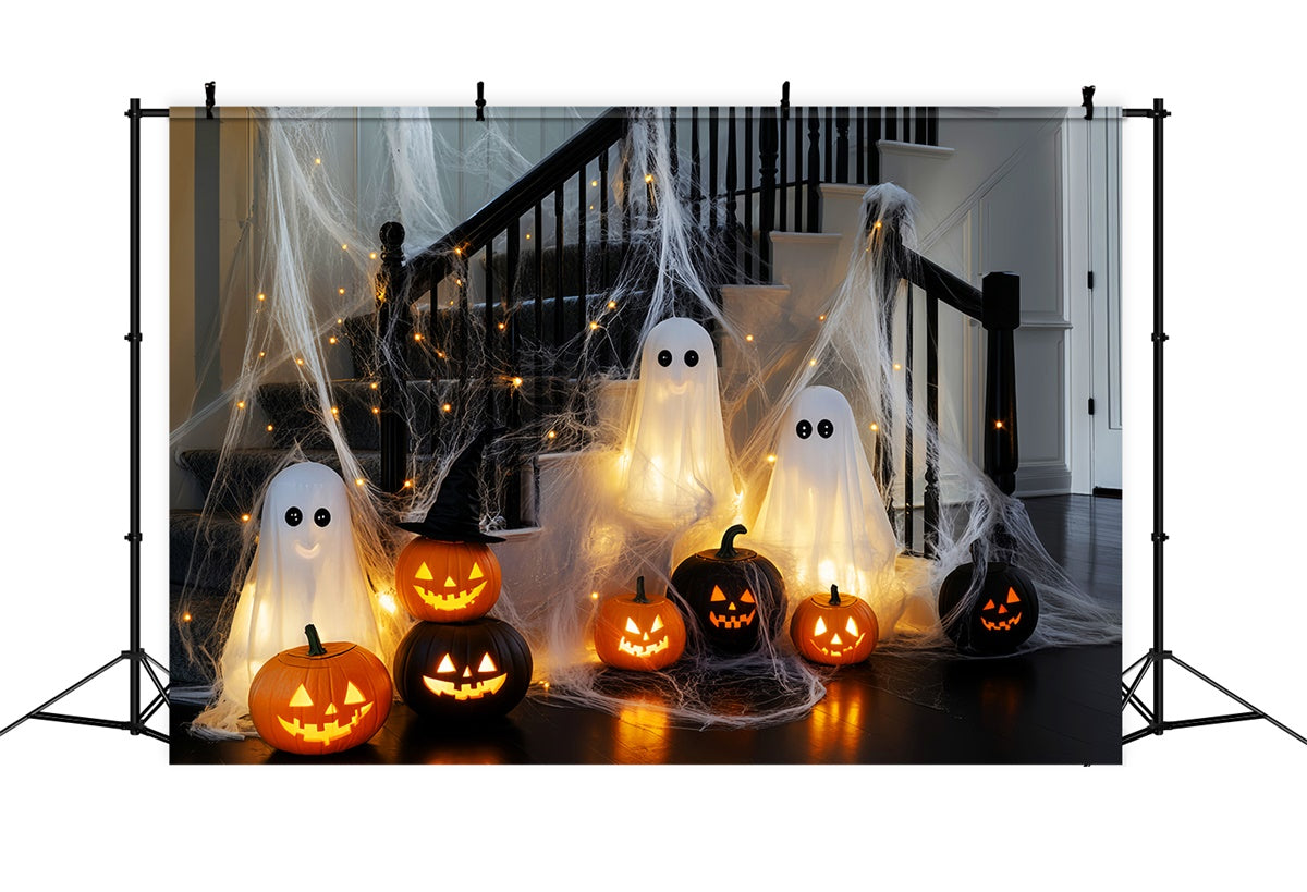 Scary Halloween Backdrops Glowing Ghost Stairway Backdrop LXX58-5