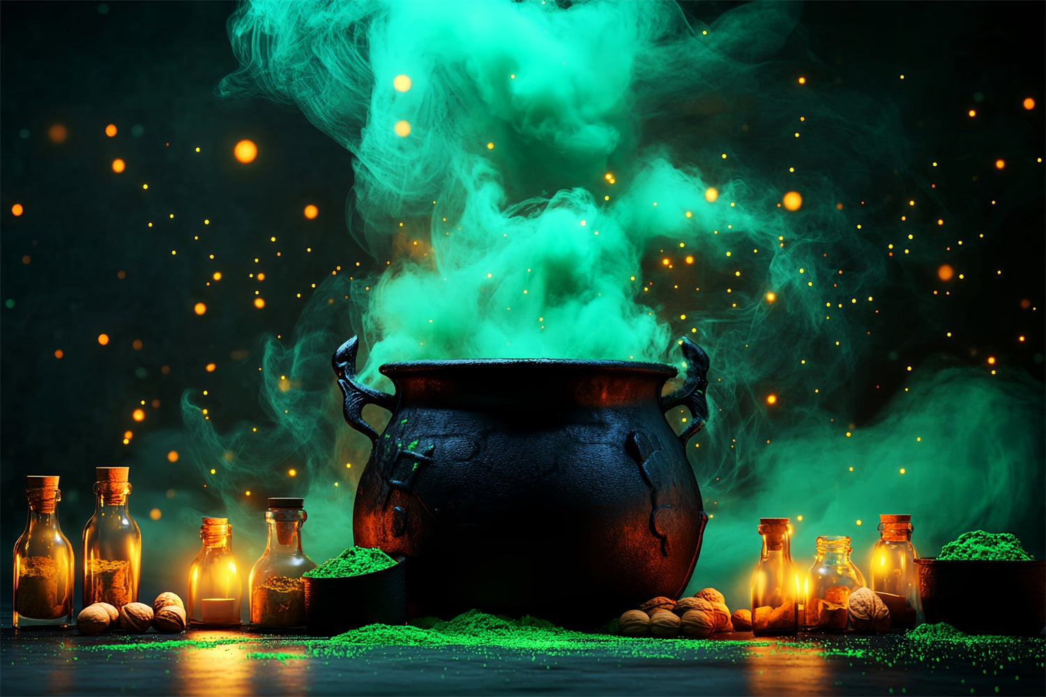 Halloween Photo Backdrops Mist Witch Cauldron Backdrop LXX58-6