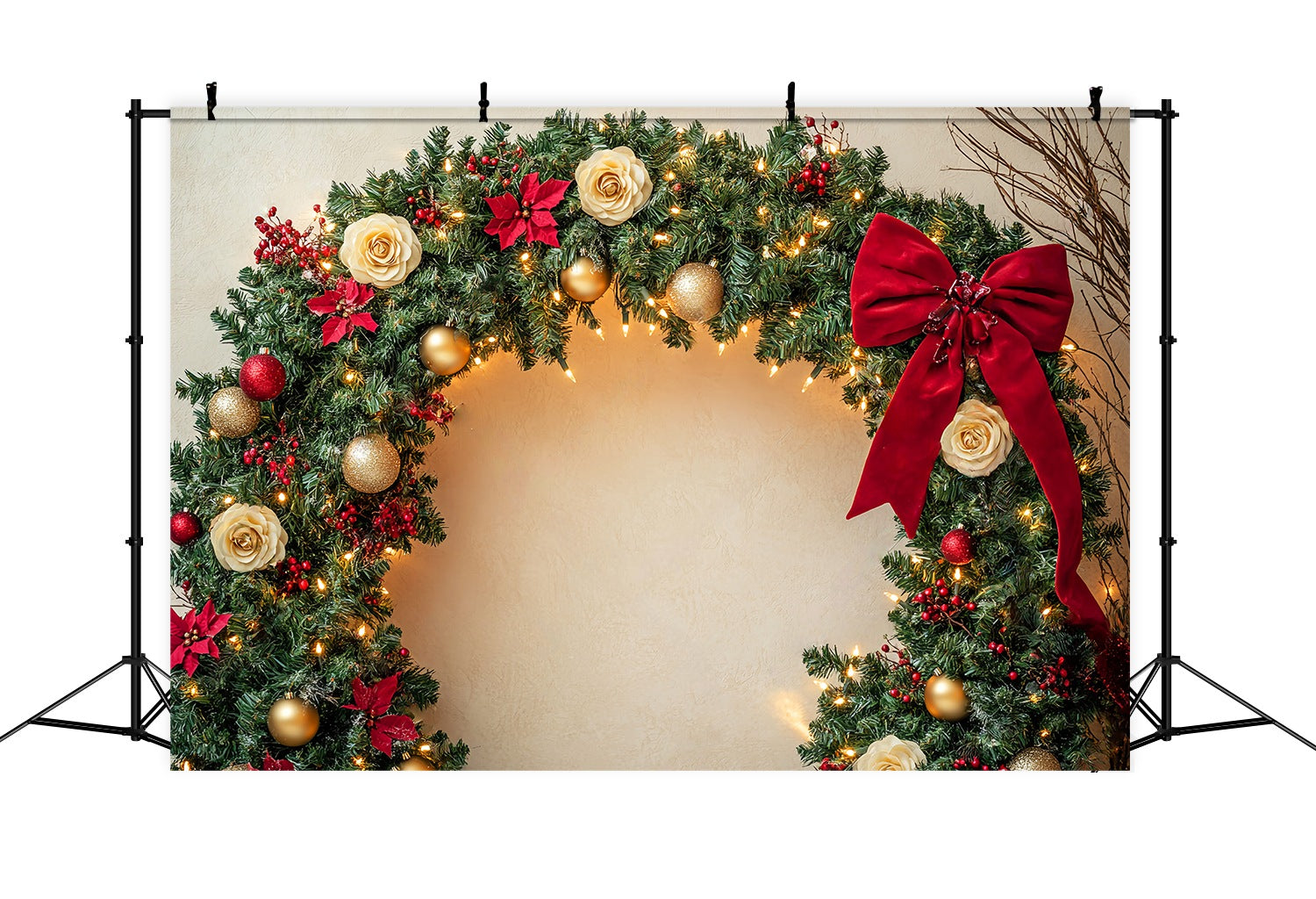 Christmas Wall Backdrop Gold Rose Garland Wall Arch Christmas Backdrop LXX58-72