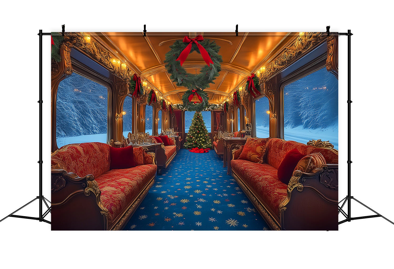 Christmas Photography Backdrops Luxury Christmas Train Lounge Backdrop Christmas LXX58-86