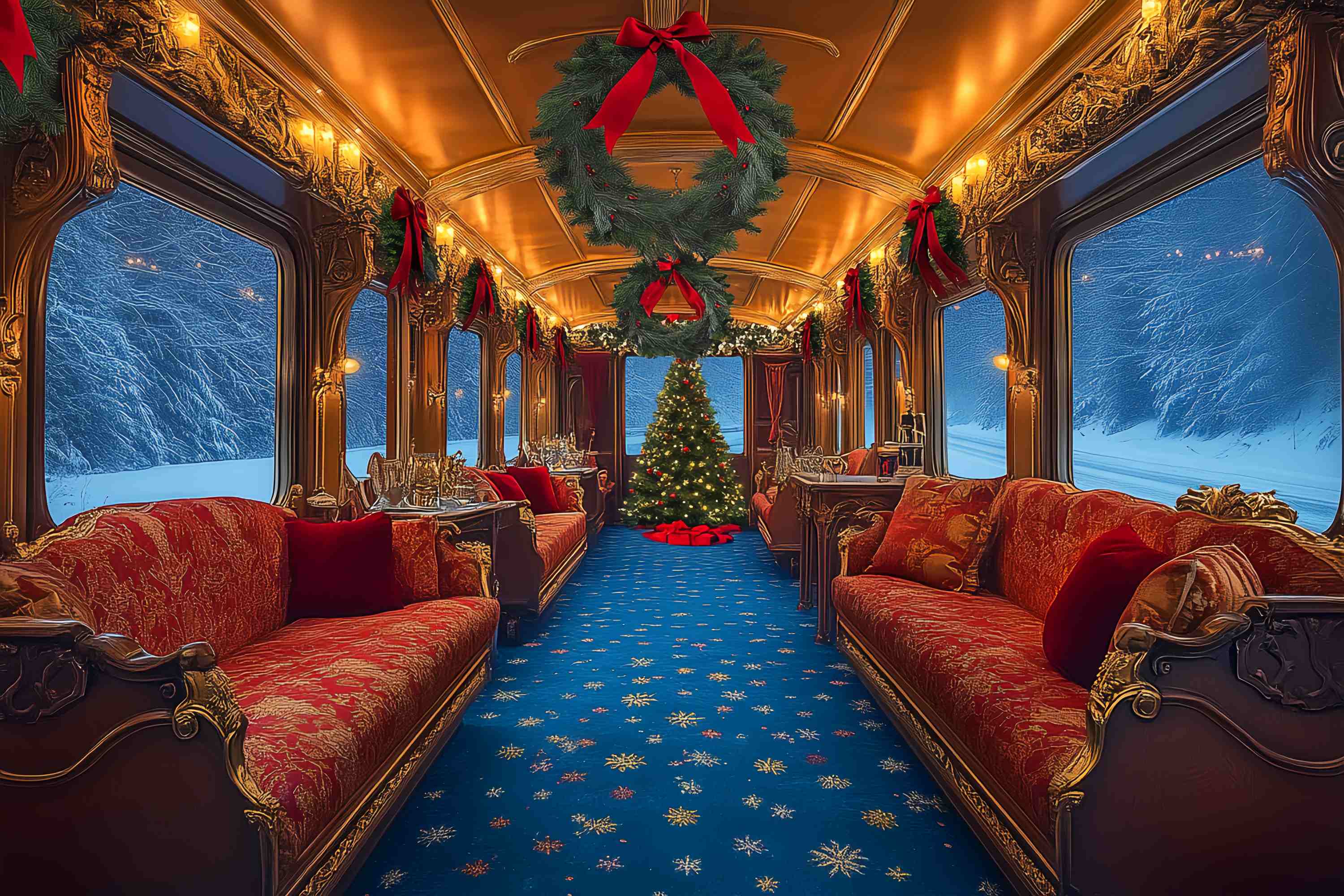Christmas Photography Backdrops Luxury Christmas Train Lounge Backdrop Christmas LXX58-86