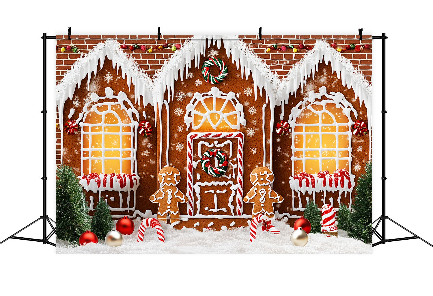 Candyland Christmas Backdrop Candy Frost Gingerbread House Christmas Backdrops for Photos LXX58-91