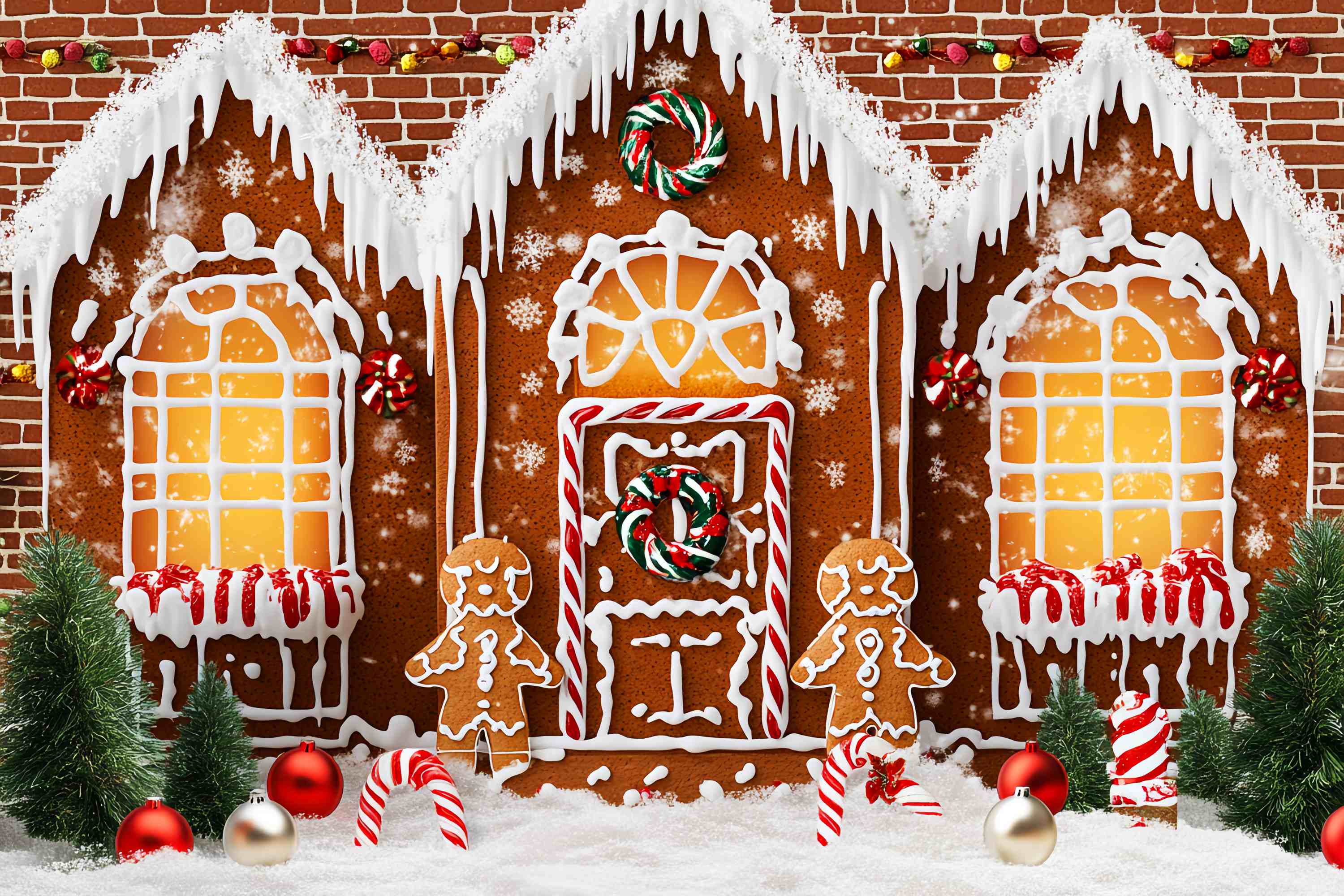 Candyland Christmas Backdrop Candy Frost Gingerbread House Christmas Backdrops for Photos LXX58-91
