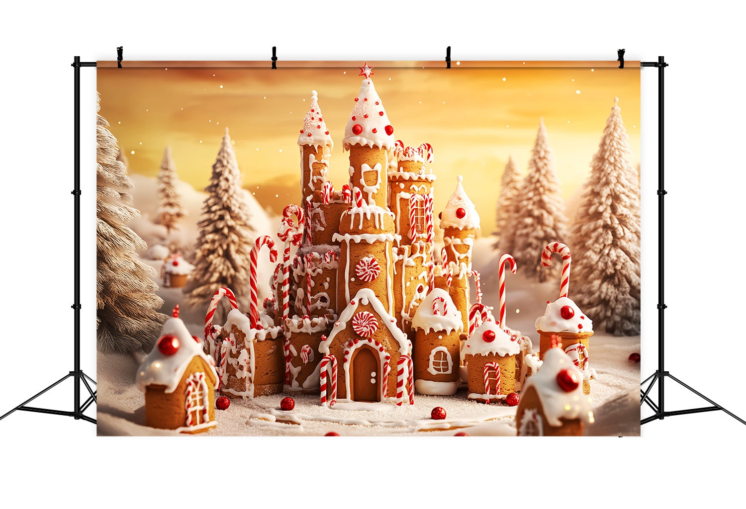 Candyland Christmas Backdrop Gingerbread Castle Wonderland Christmas Backdrops Sale LXX58-94